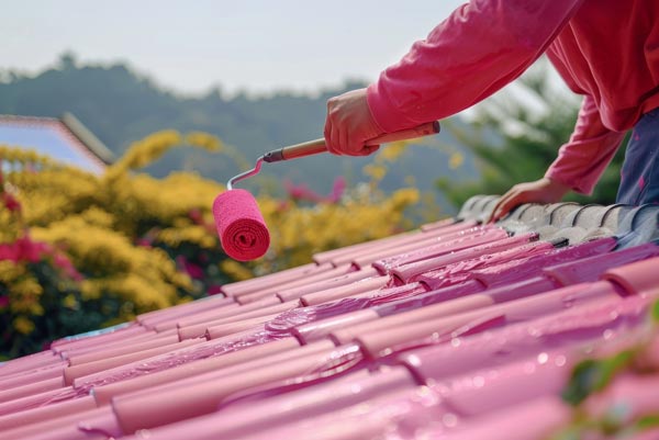 peinture au rouleau sur tuiles toitures